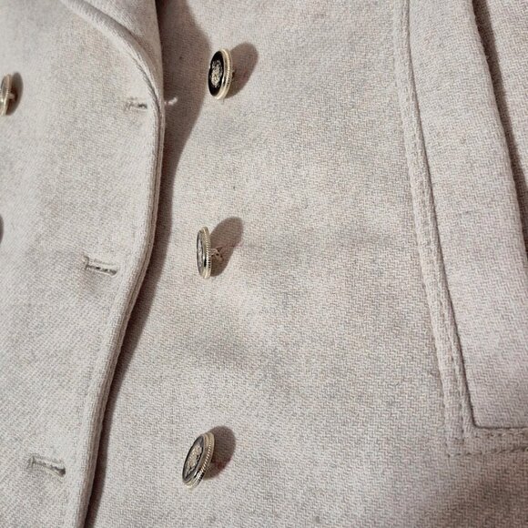 NWOT Zara sand double breasted statement button cropped pea coat, XL - Picture 15 of 16